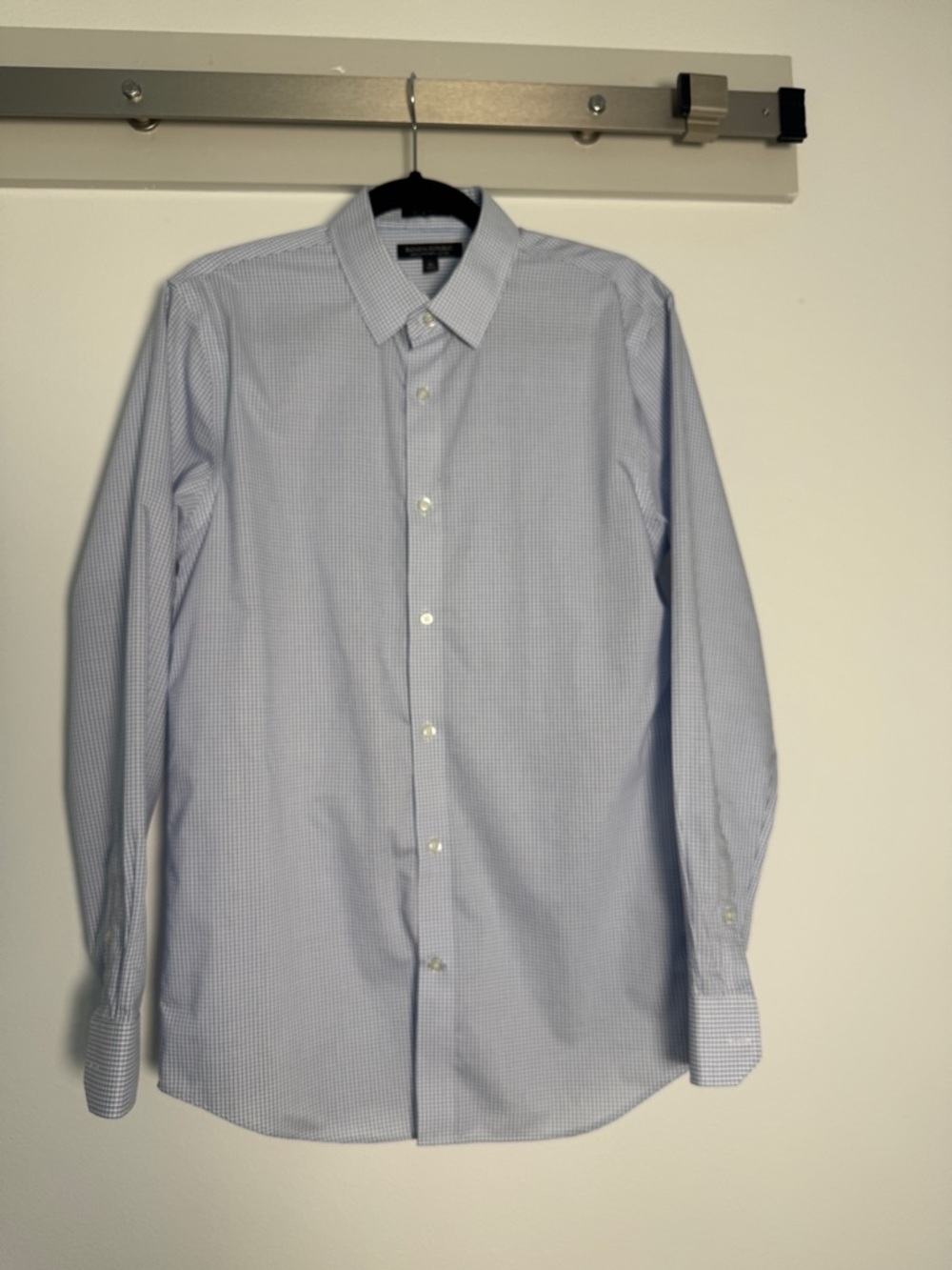 Banana Republic Light Blue Micro-Check Dress Shirt Size Medium